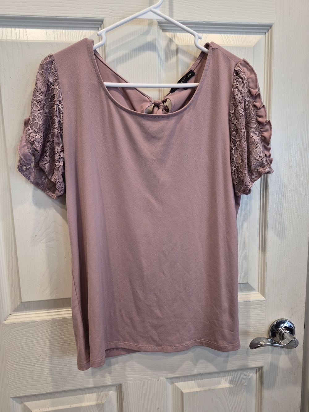 5/25 Lace Sleeve Scoop Neck Top - Dusty Rose